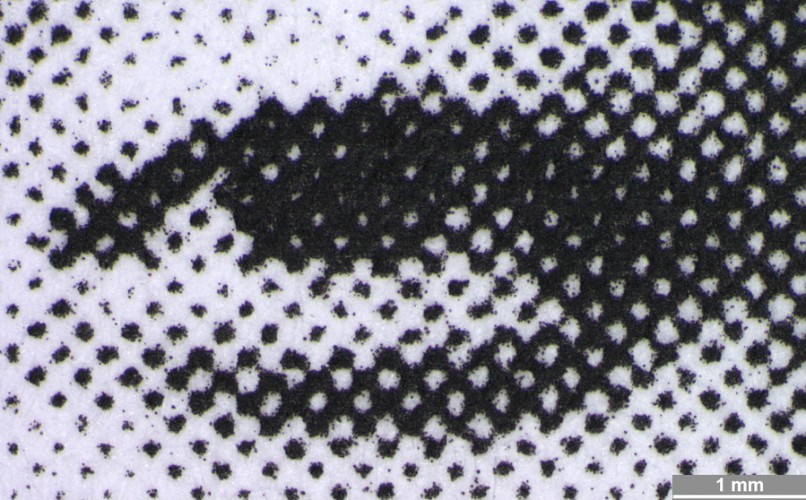 <strong>#145, Mellon Sample #11</strong> ⎢ <strong>Process</strong> Electrophotography
 ⎢ <strong>Printer</strong> Docutech Digital Color Press 6180 (B/W laser printer)
 ⎢ <strong>Media</strong> Boise Laser, 90g/m2 (uncoated paper)
 ⎢ <strong>Ink</strong> Xerox Dry Toner (dry toner K, pigment based)
 ⎢ <strong>Date</strong> 2006-10-01