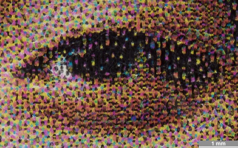 <strong>#157</strong> ⎢ <strong>Process</strong> Inkjet
⎢ <strong>Printer</strong> Tektronix Phaser 8200 (Phase-Change Piezo Drop-on-Demand)
⎢ <strong>Media</strong> unknown brand of office paper (uncoated paper)
⎢ <strong>Ink</strong> unknown (wax CMYK, pigment based)
⎢ <strong>Date</strong> 2007-02-01